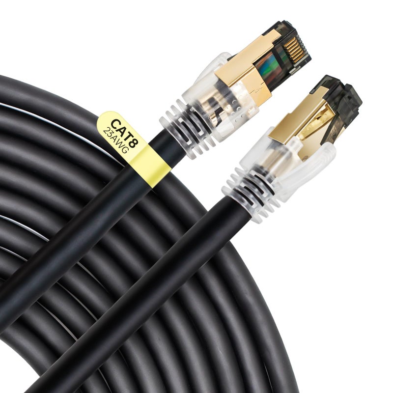 CNCOB Cat 8 Ethernet Cable 30 ft,23AWG Industrial Shielded S/FTP Anti- Wobble Internet Cable,40Gbps High Speed Gaming Waterproof Patch Cord - Image 1